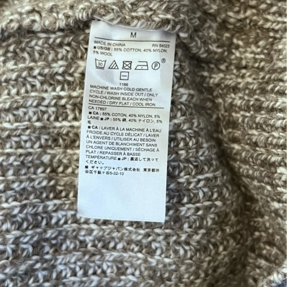Banana Republic Men’s M Fisherman Sweater Cotton Wool Blend Marled Brown Heavy